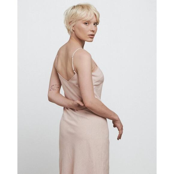 New BARE by Charlie Holiday Womans Large The Slip Dress Rose Pink Hemp Cotton - Picture 2 of 11